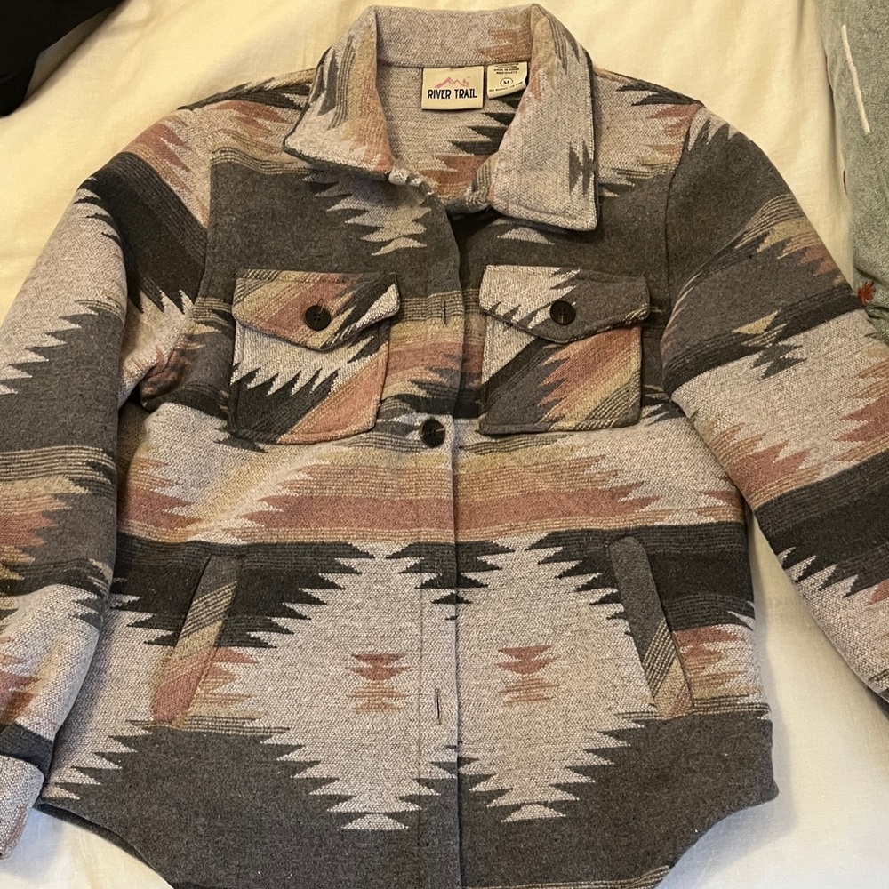 Women's Patterned Pea Coat - Multicolor